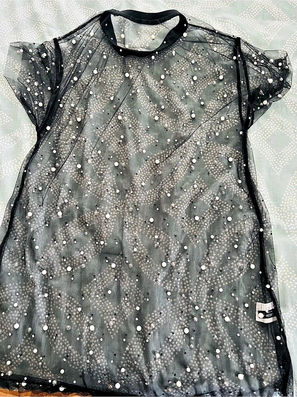 SHEIN Sheer Polka Dot Short Sleeve Top Size Medium